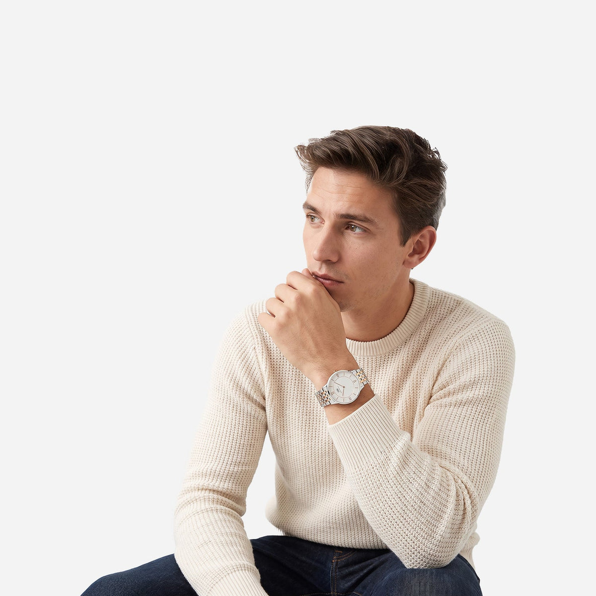Daniel Wellington Round 42mm Silver Dial Analog Men Watch - DW0DG2100